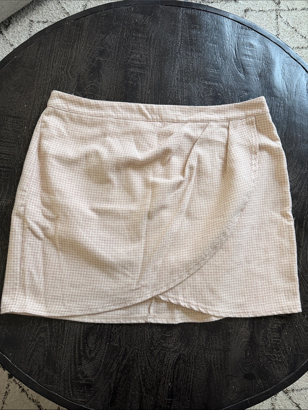 Textured Pink Mini Skirt with Wrap Front